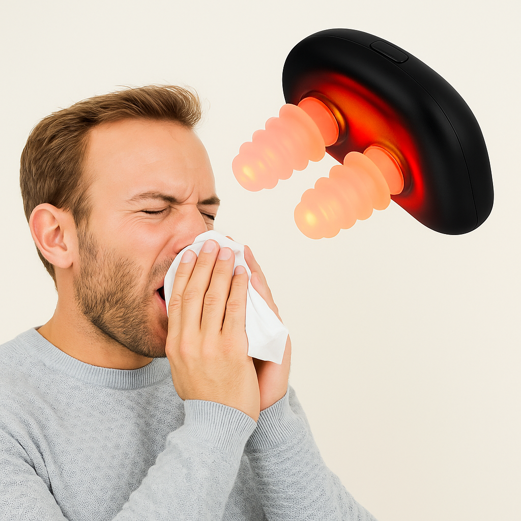 Infrared nasal therapy device for allergy and chronic rhinitis relief