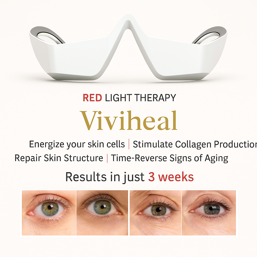 Before and after using red light eye massager for dark circles