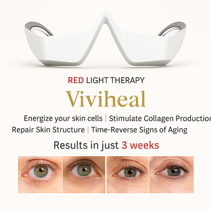 Before and after using red light eye massager for dark circles