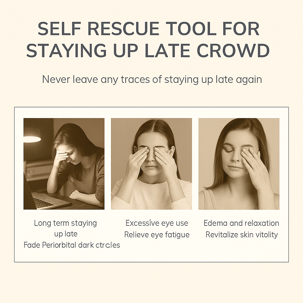 Red light eye massager used at night to relieve tired eyes